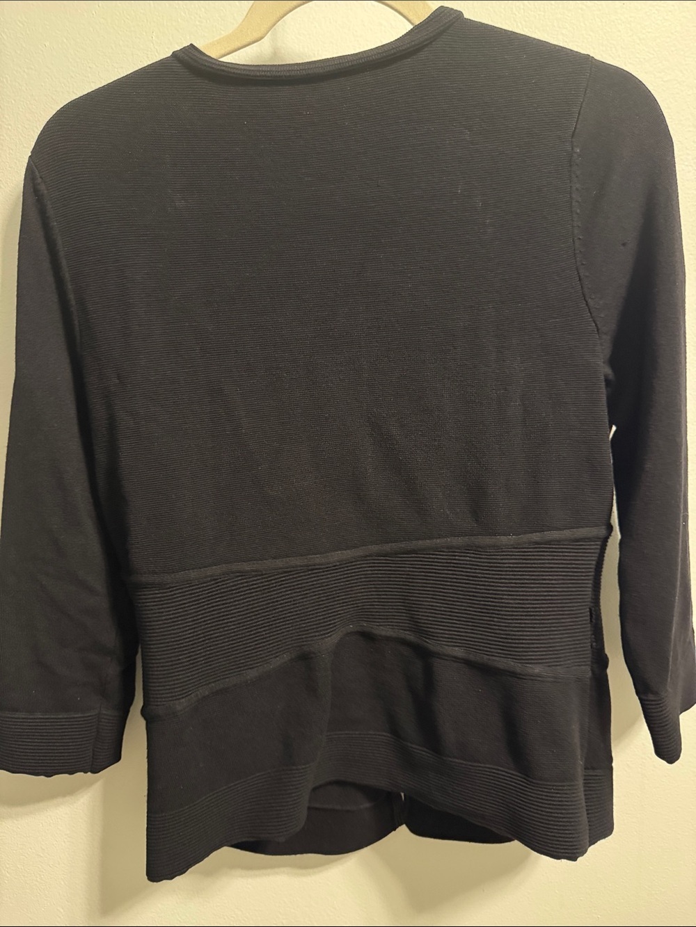 White House Black Market Black Open-Front Ribbed Trim Cardigan - Picture 7 of 7